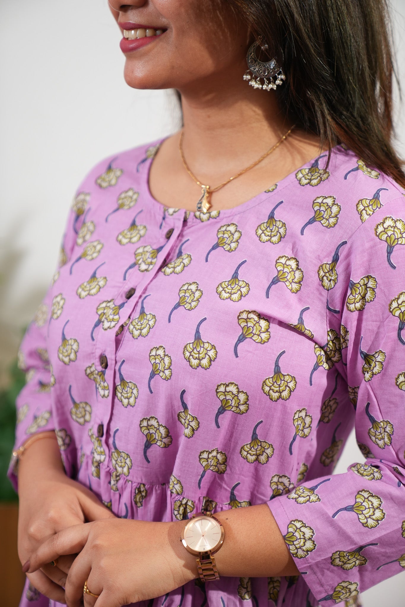 Lilac peplum button down cotton comfies