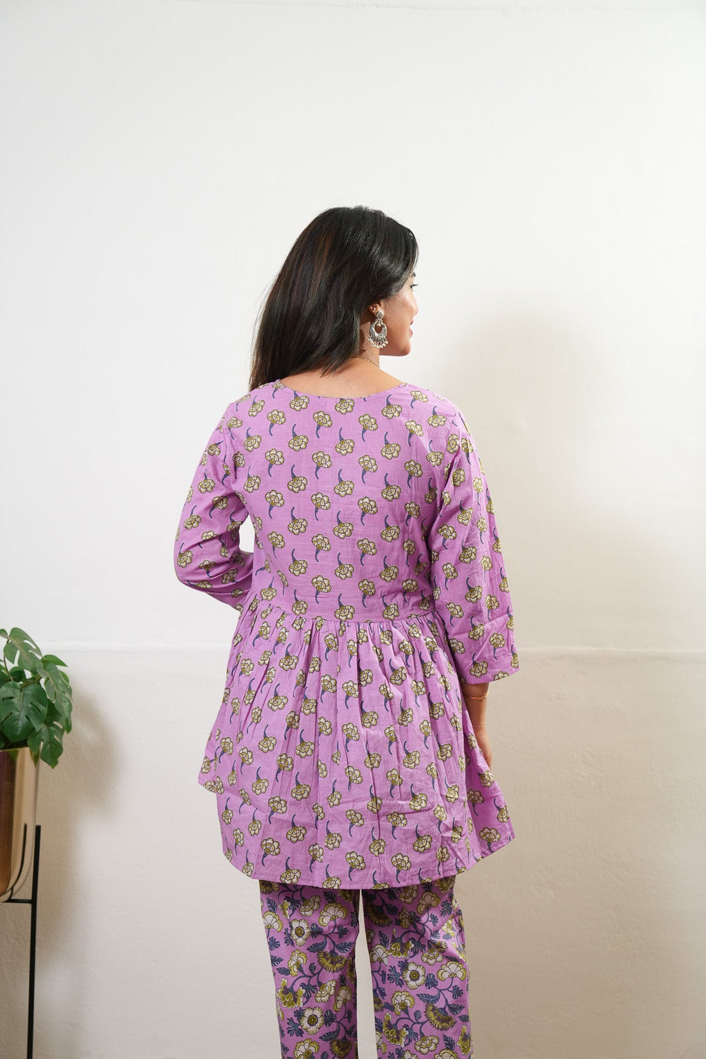 Lilac peplum button down cotton comfies