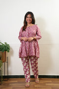 Mauve peplum button down cotton comfies