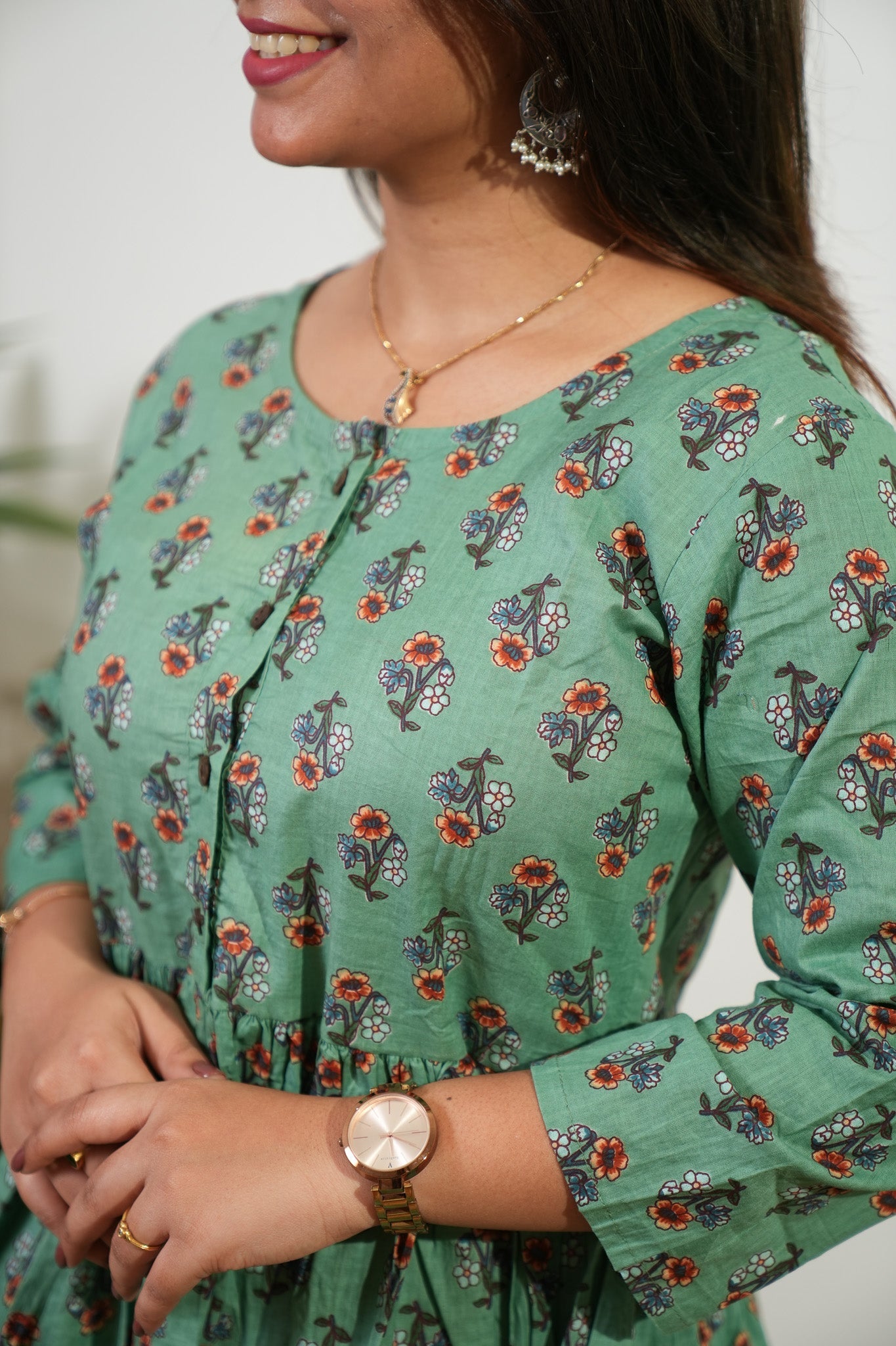 Sage peplum button down cotton comfies