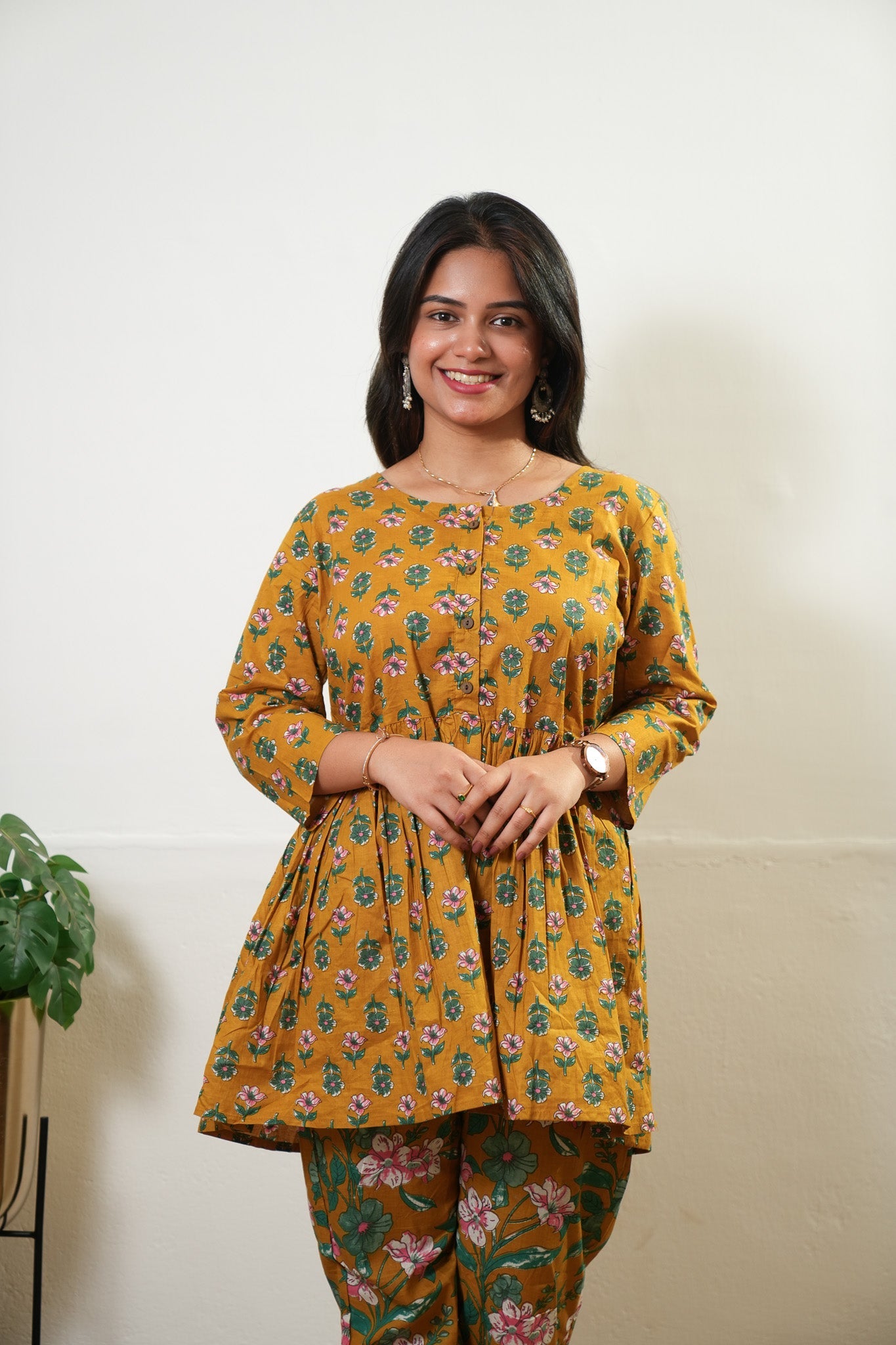 Turmeric butta peplum cotton comfies