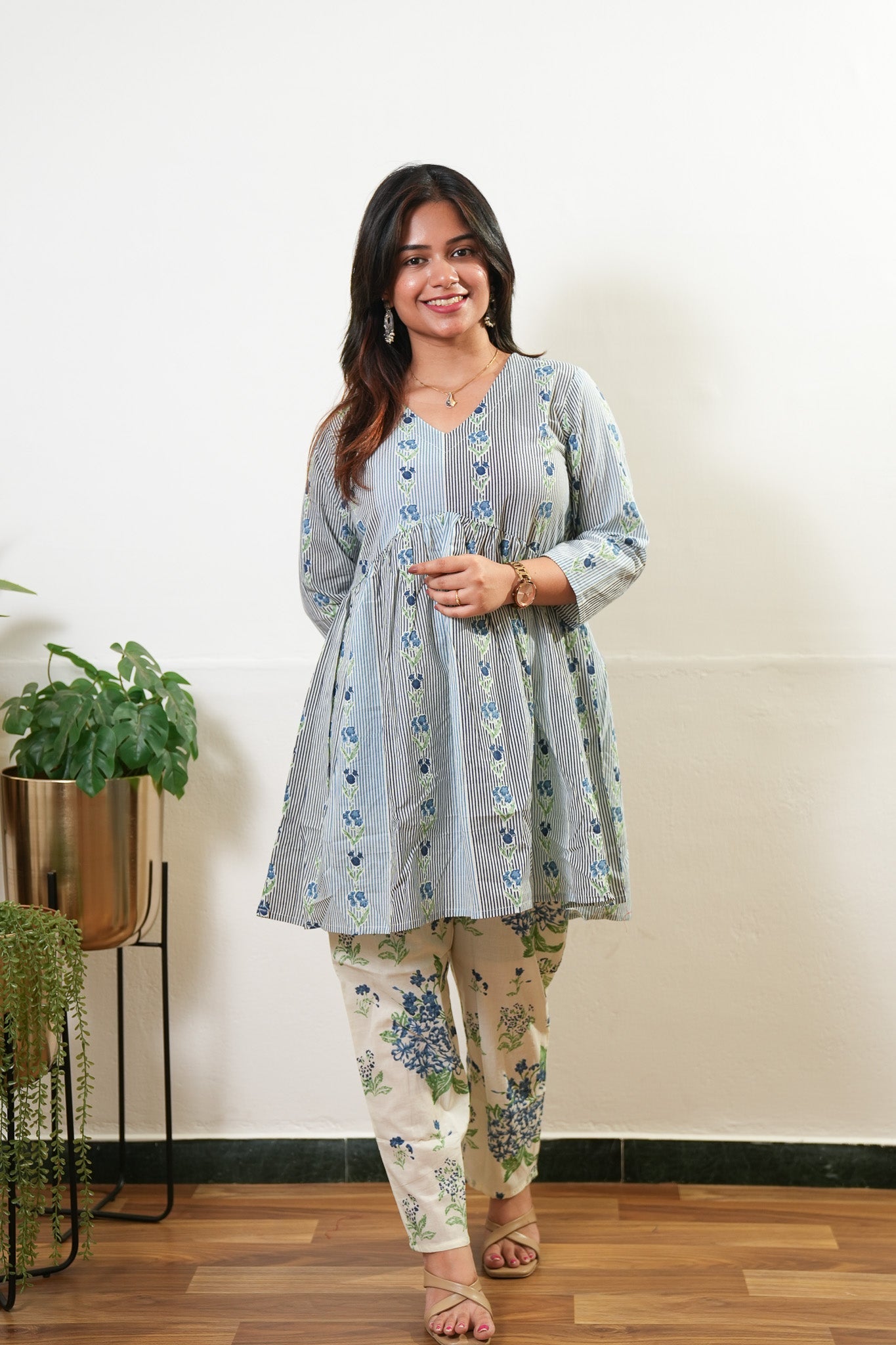 Blue stripes cotton comfies