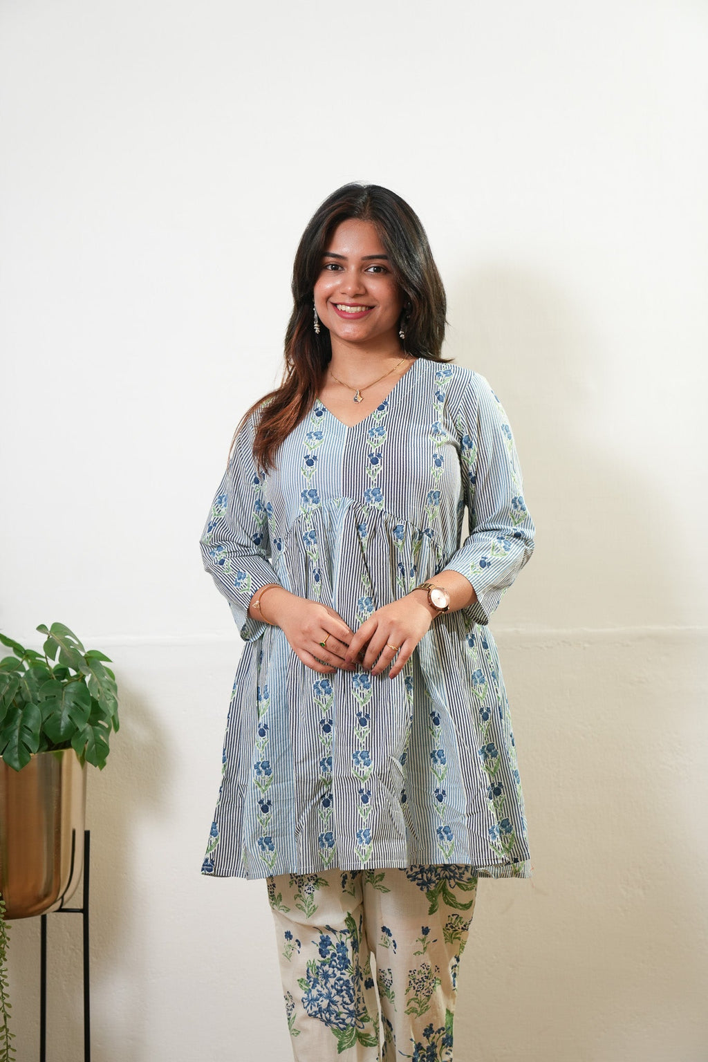 Blue stripes cotton comfies