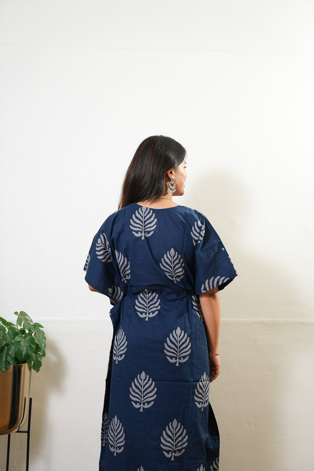Royal blue maple cotton kaftan