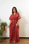 Rust orange roses cotton kaftan