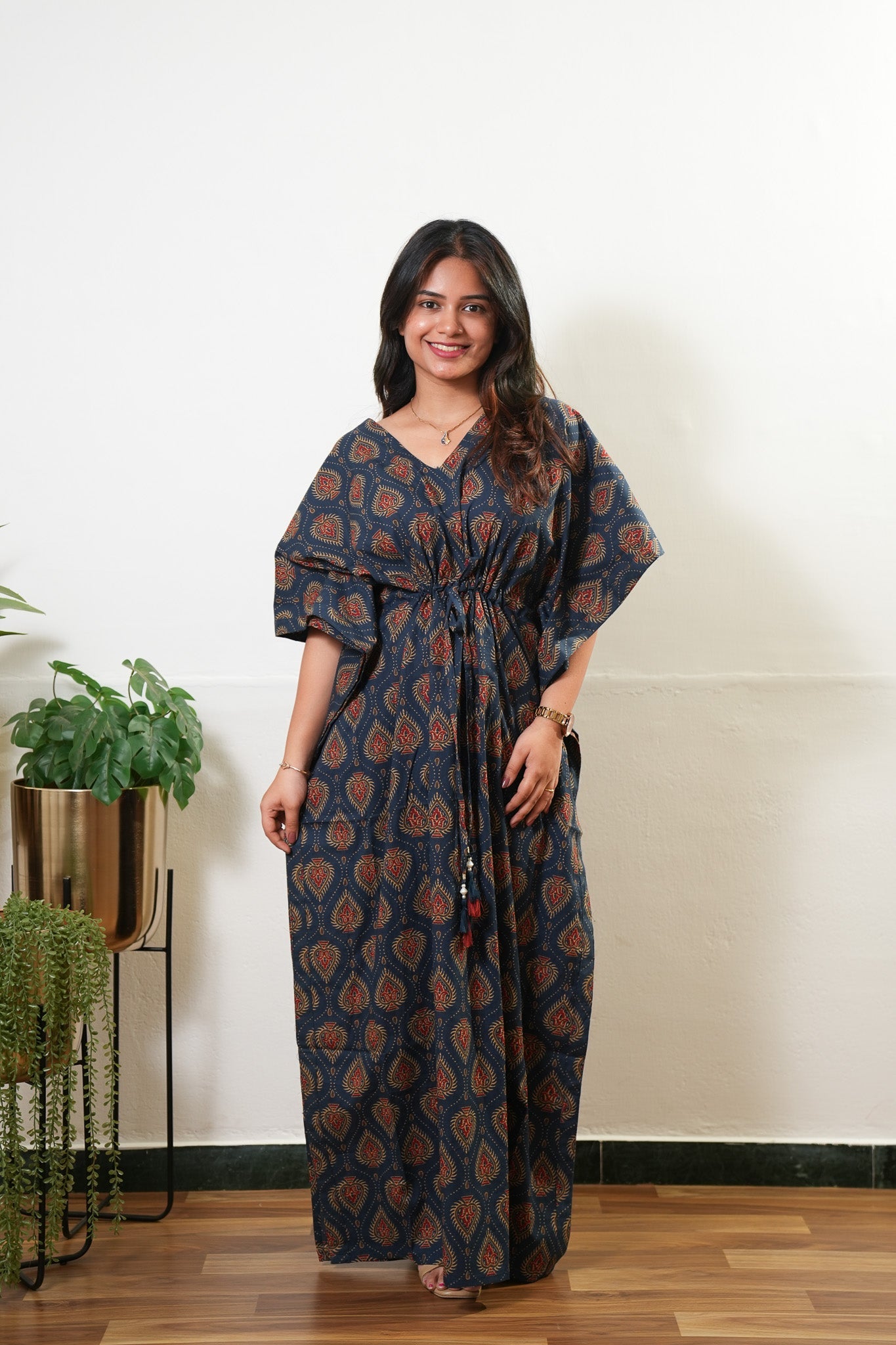 Midnight blue spade cotton kaftan