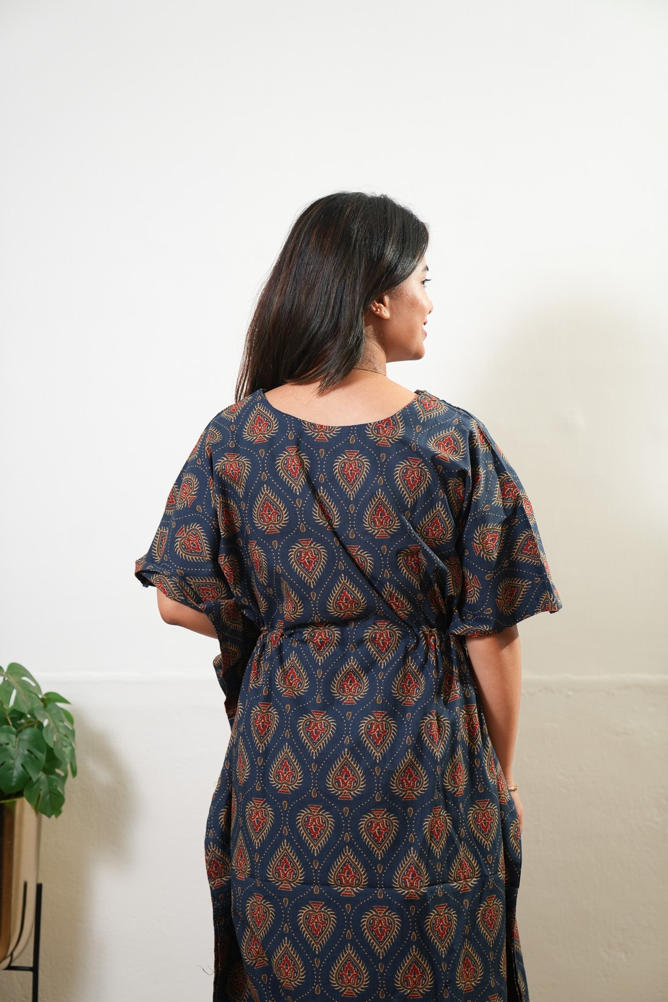 Midnight blue spade cotton kaftan