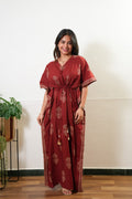Rust orange lotus cotton kaftan