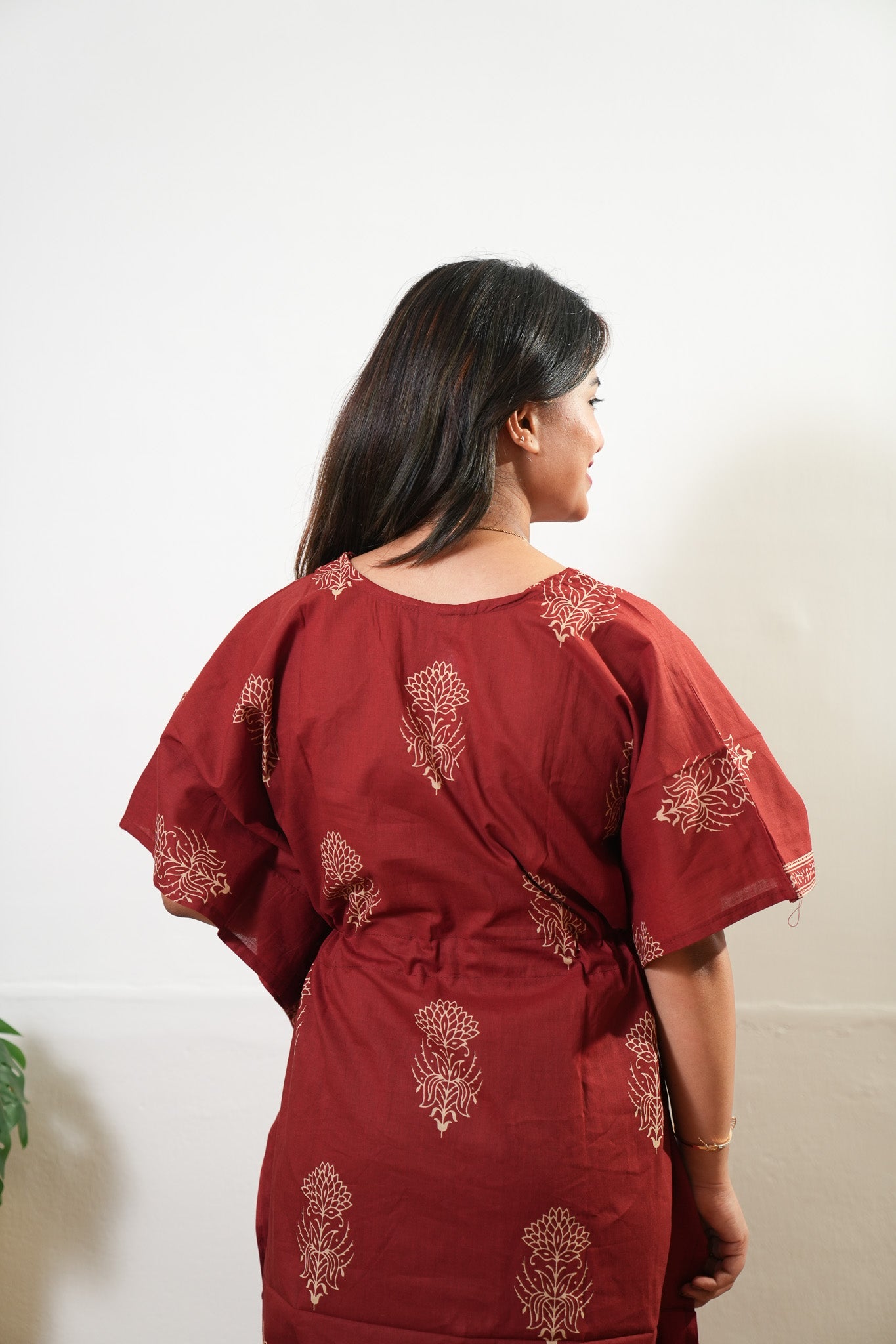 Rust orange lotus cotton kaftan