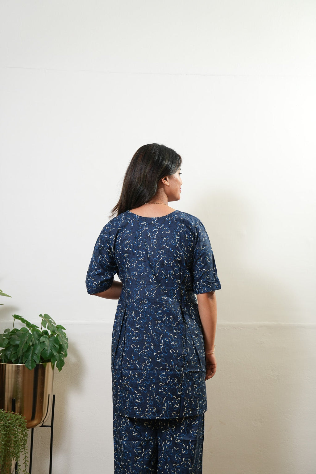 Dark blue button down lounge sleep wear