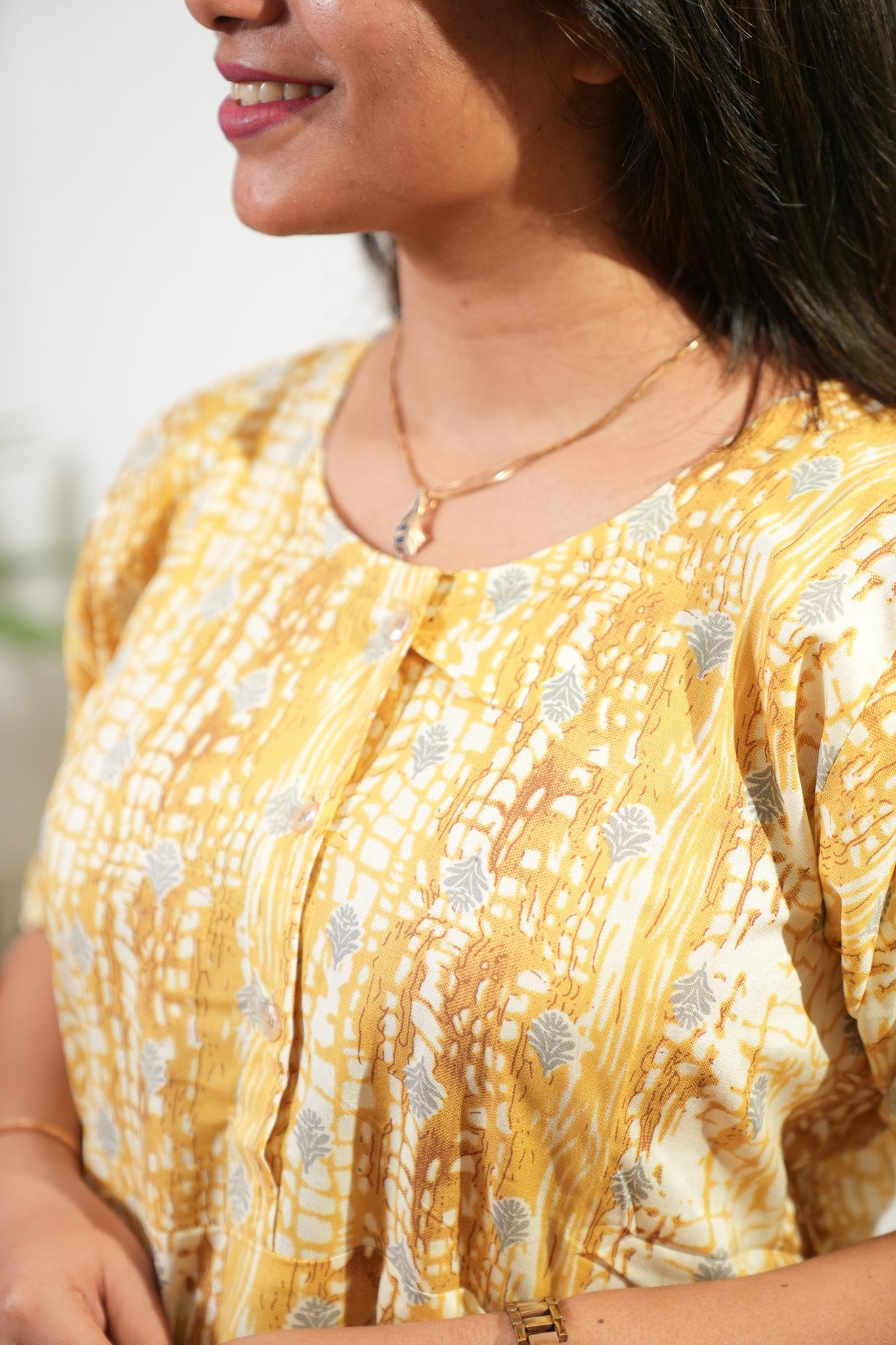 Mustard button down lounge sleep wear