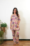 Mustard floral button down lounge sleep wear