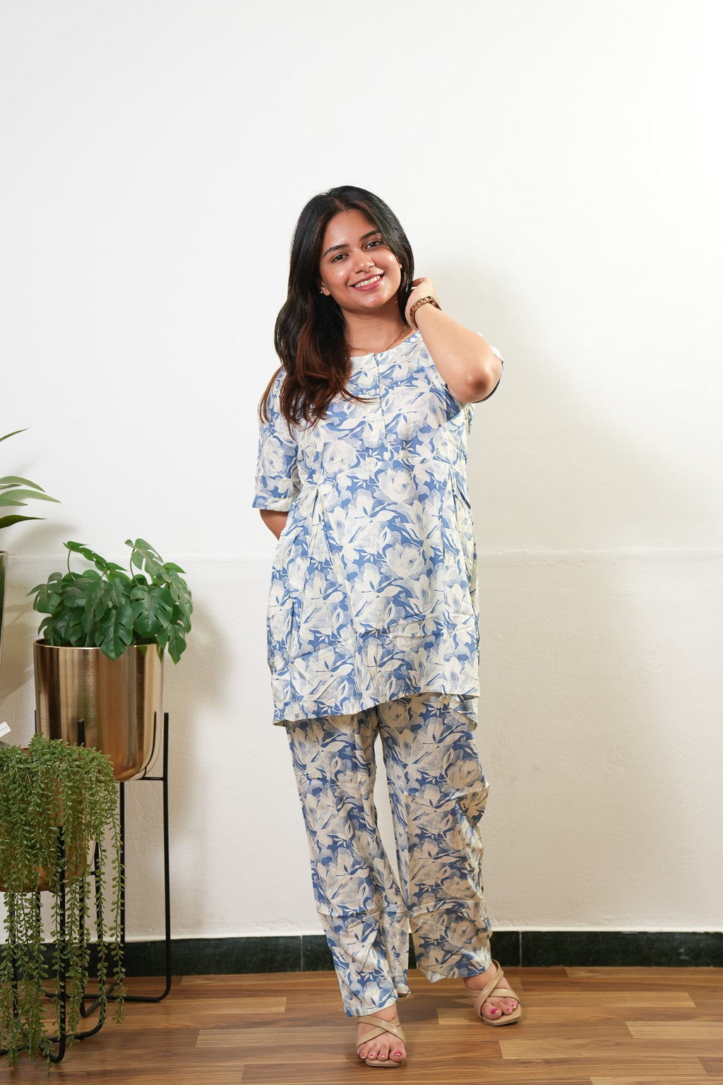 Azure button down lounge sleep wear