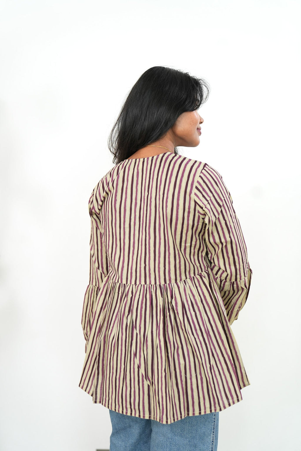 Lavender stripes cotton short kurti