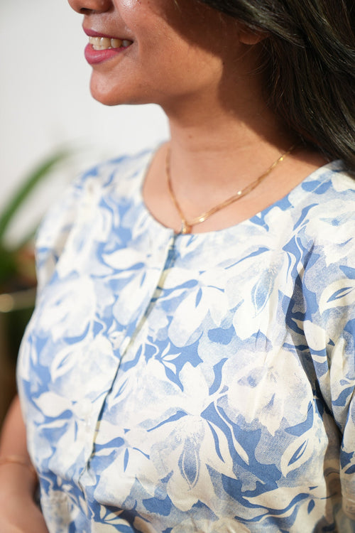 Azure button down lounge sleep wear