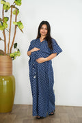 Royal blue cotton maternity nursing kaftan