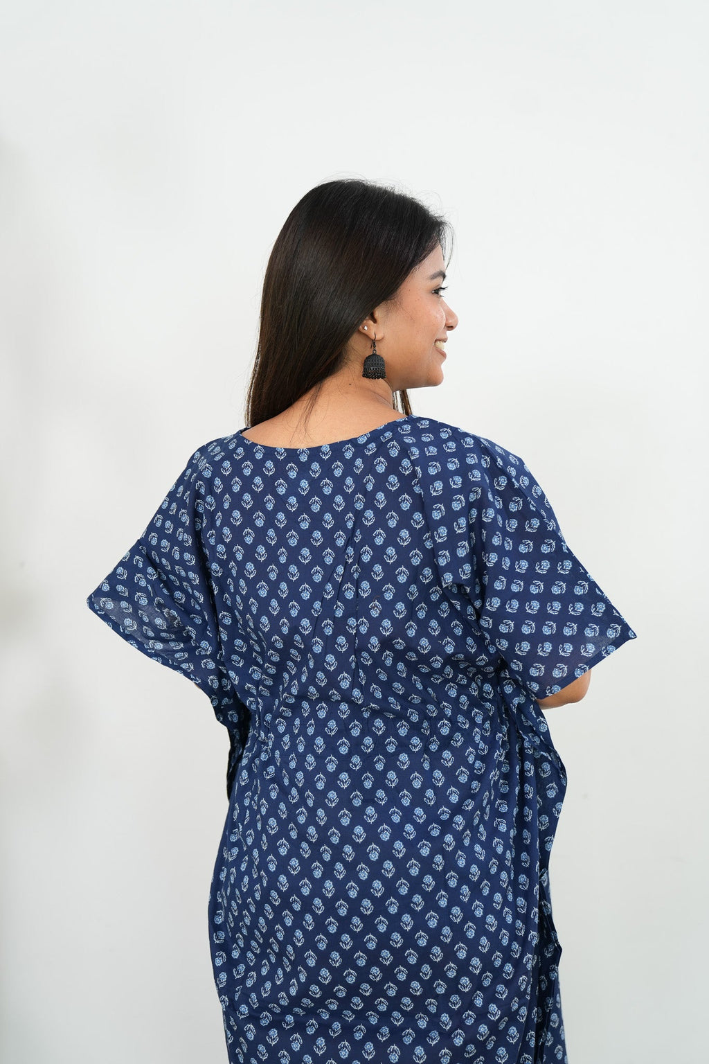 Royal blue cotton maternity nursing kaftan