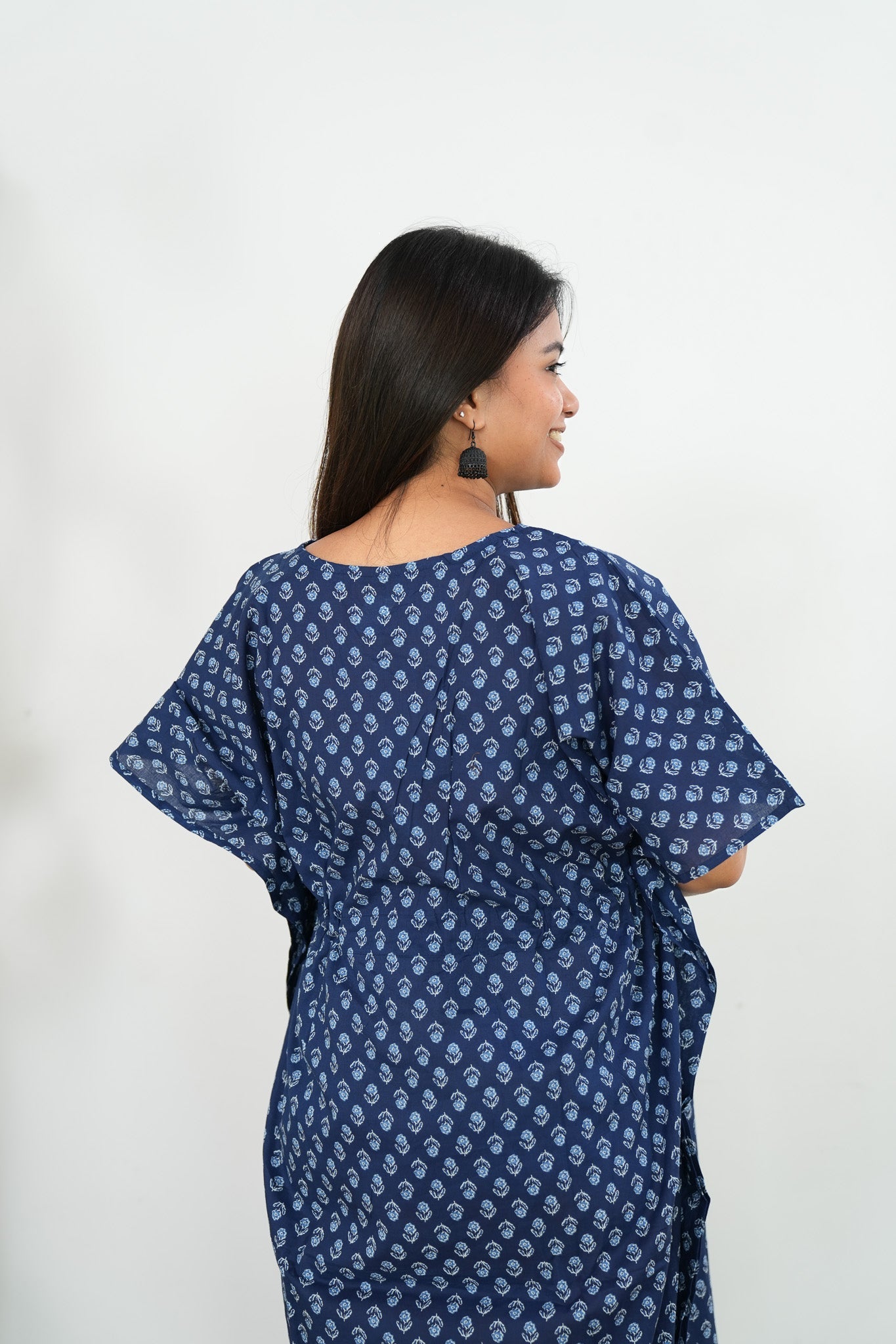 Royal blue cotton maternity nursing kaftan