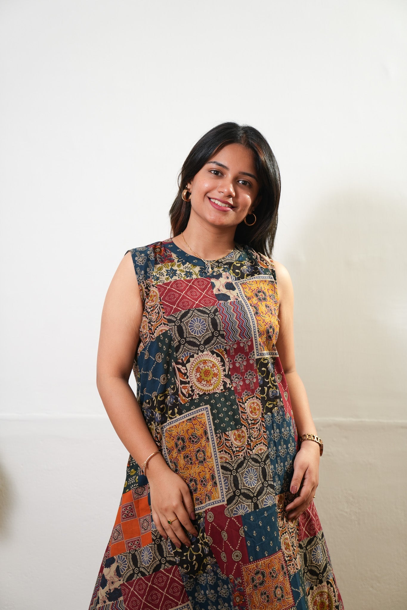 Multicoloured cotton co-ords set (attached sleeves)