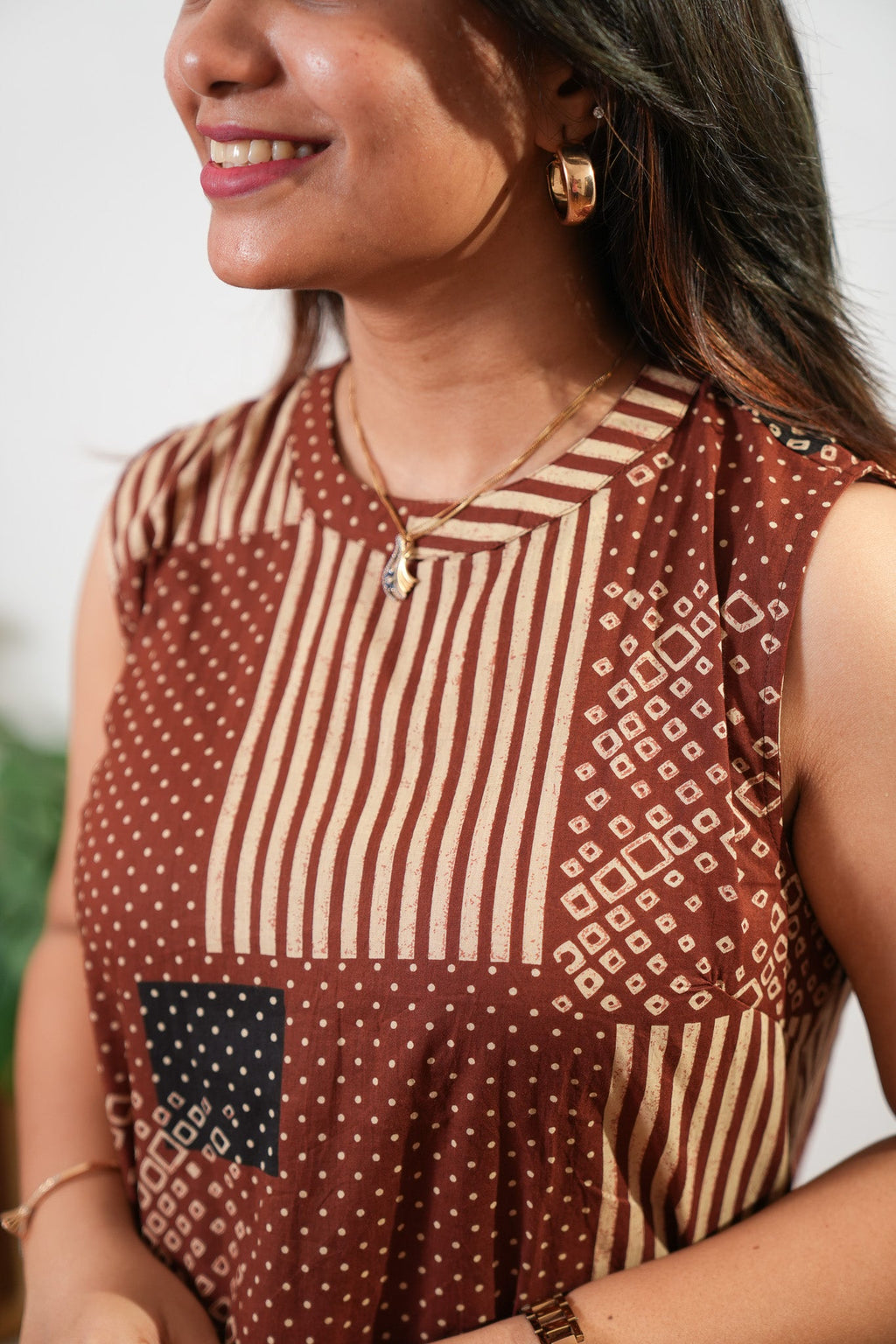 Brick brown cotton co-ords set (attached sleeves)