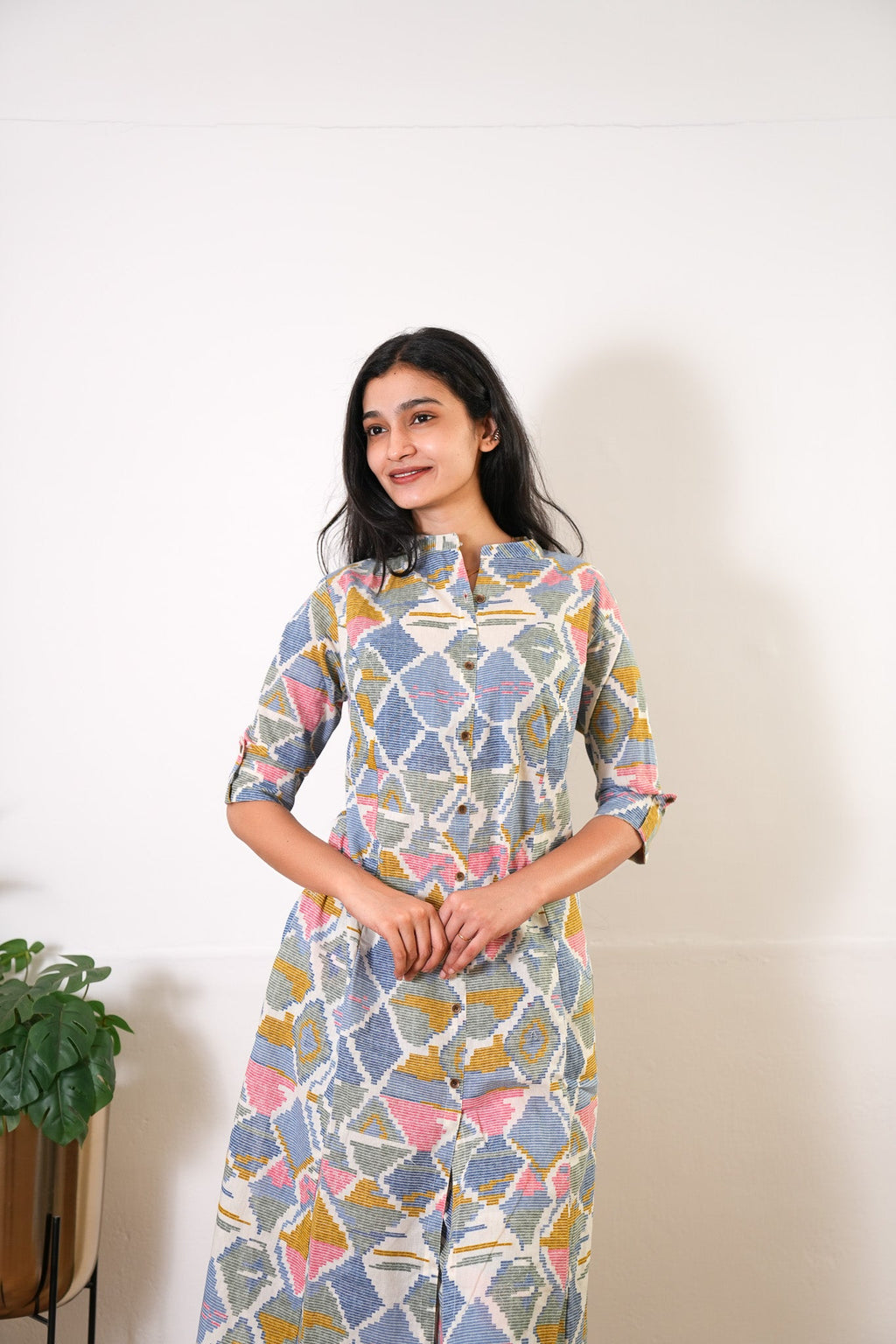 Dark blue geometric cotton co-ords set