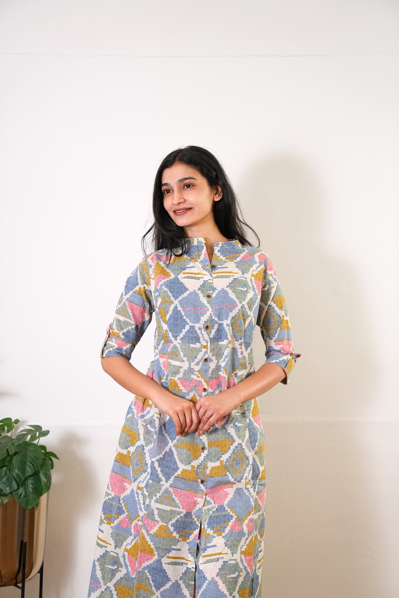 Dark blue geometric cotton co-ords set