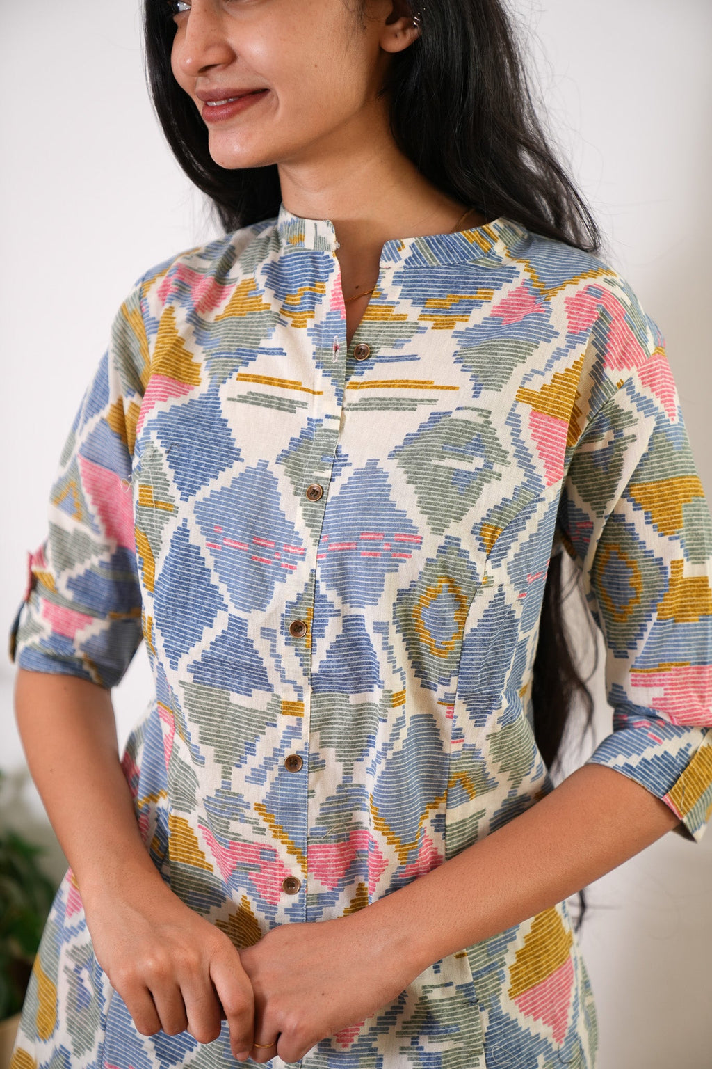 Dark blue geometric cotton co-ords set