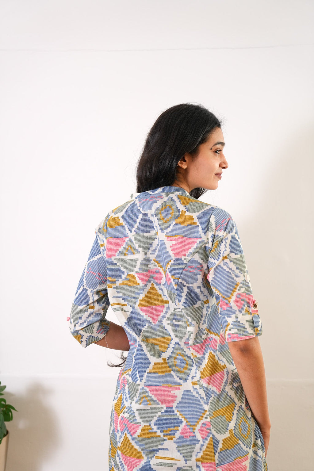 Dark blue geometric cotton co-ords set