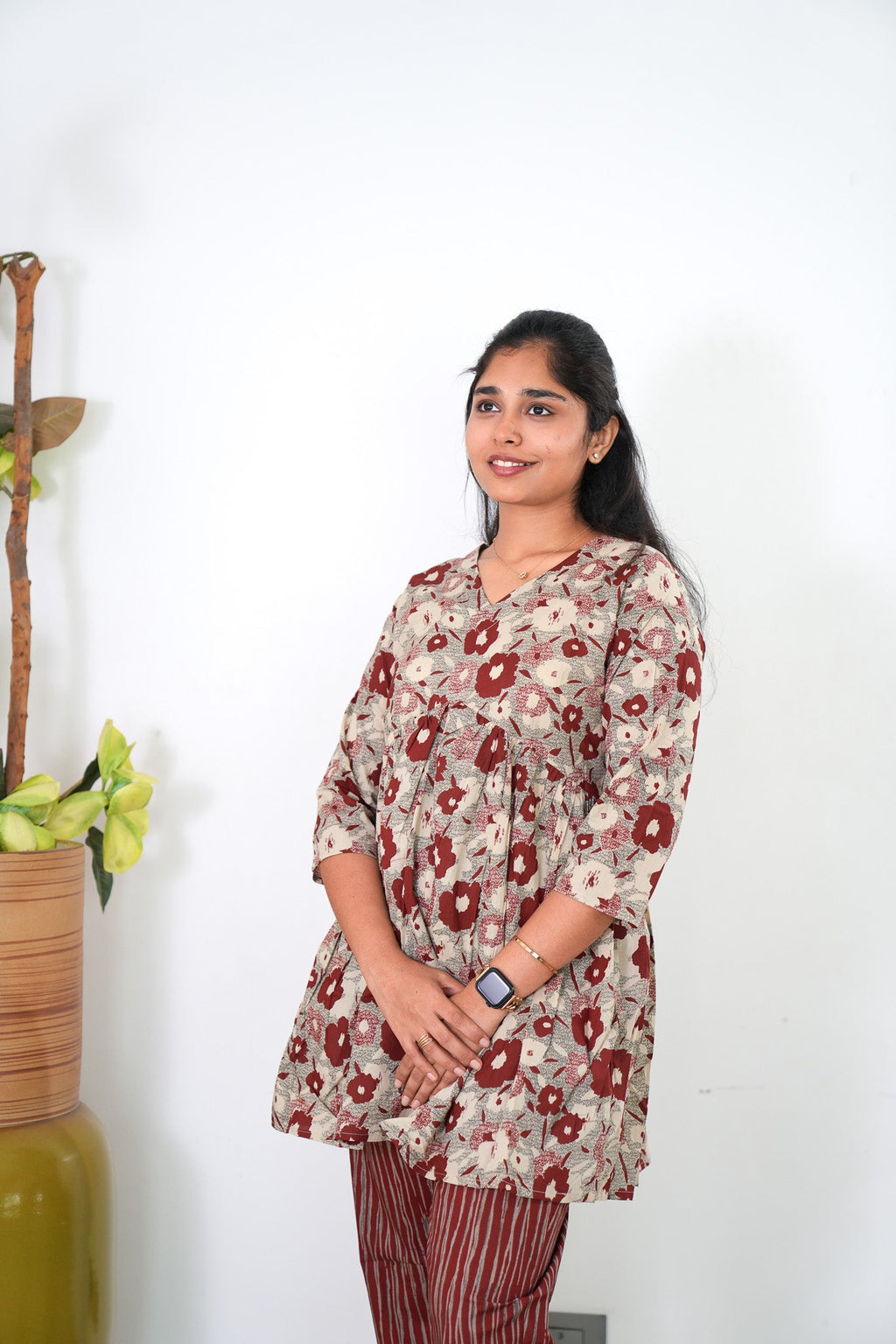 Grey and maroon cotton comfies