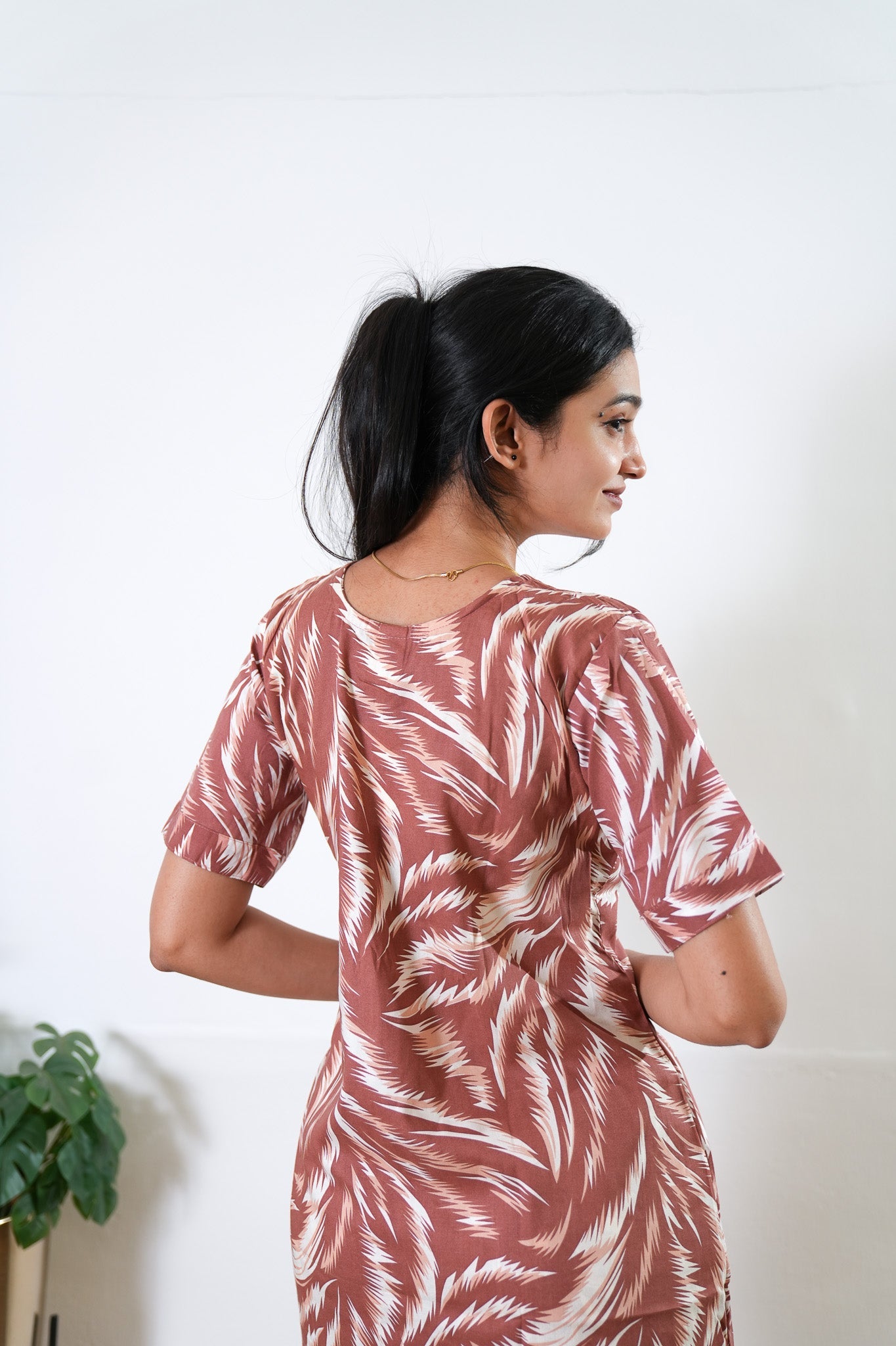 Mauve feathers cotton lounge sleep wear