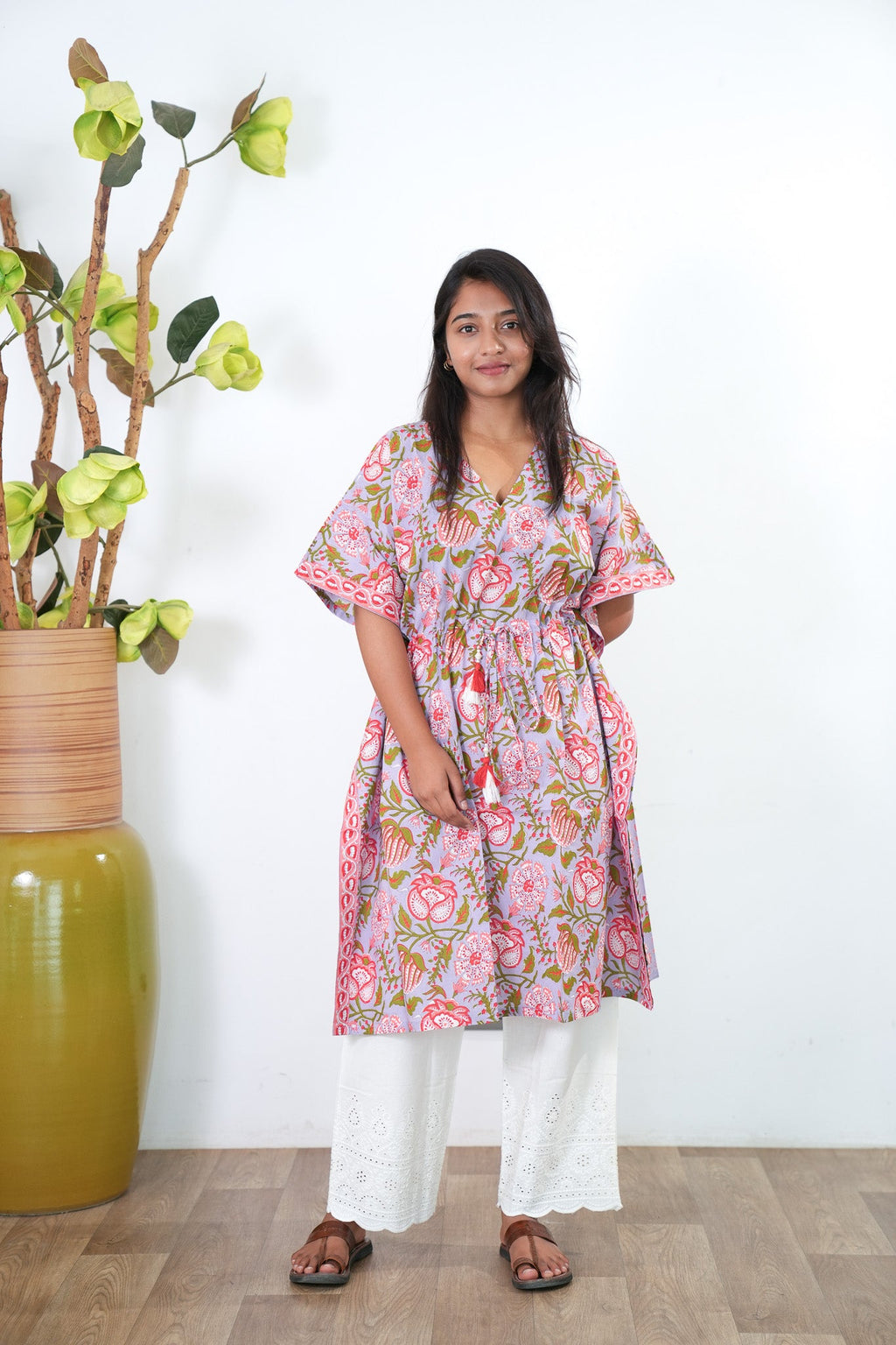 Lavender cotton short kaftan