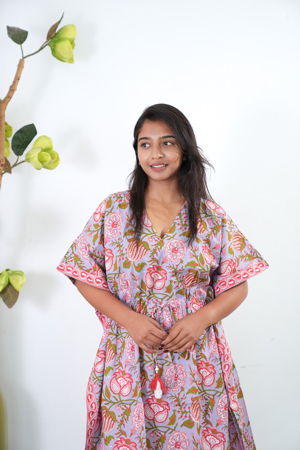 Lavender cotton short kaftan