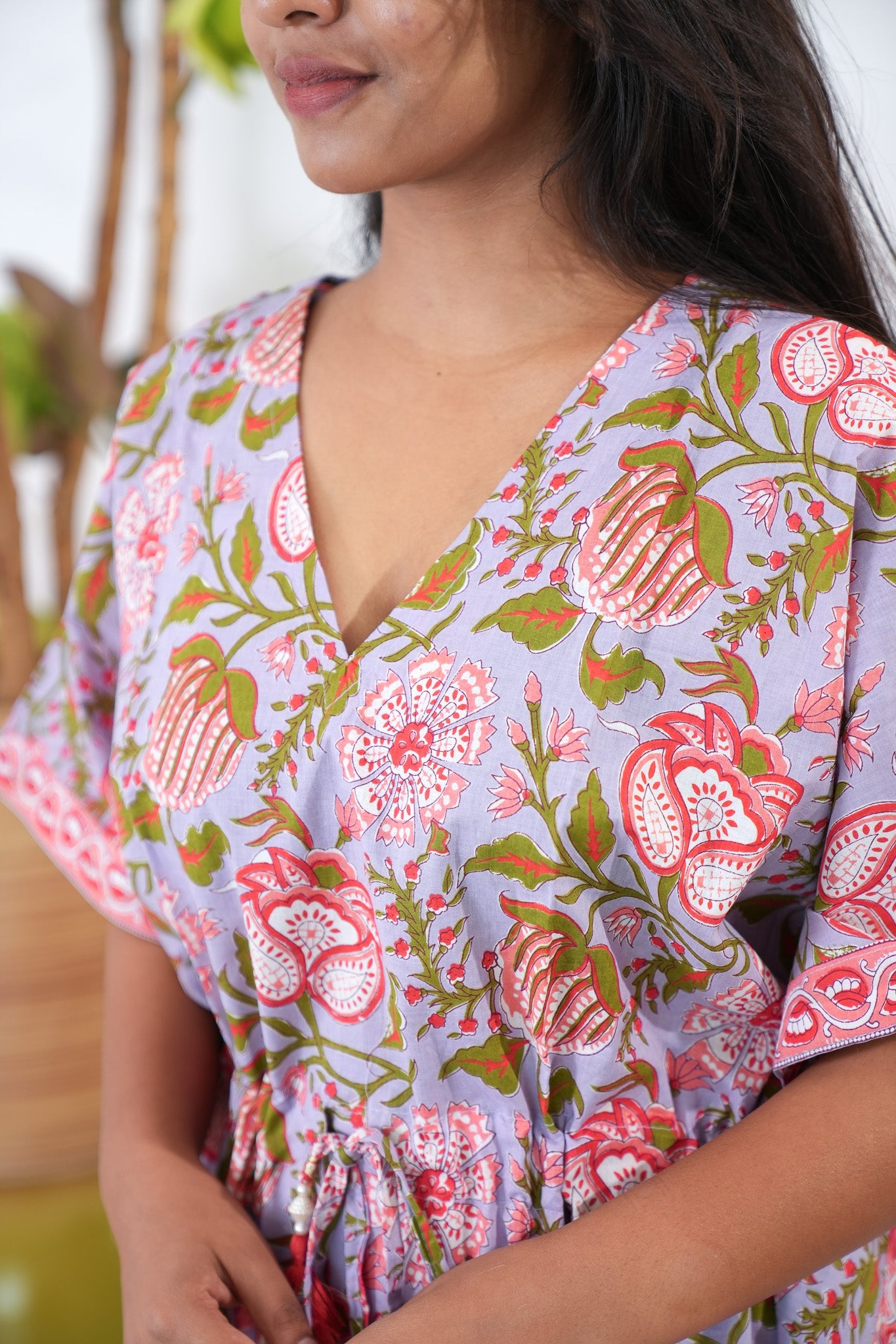 Lavender cotton short kaftan