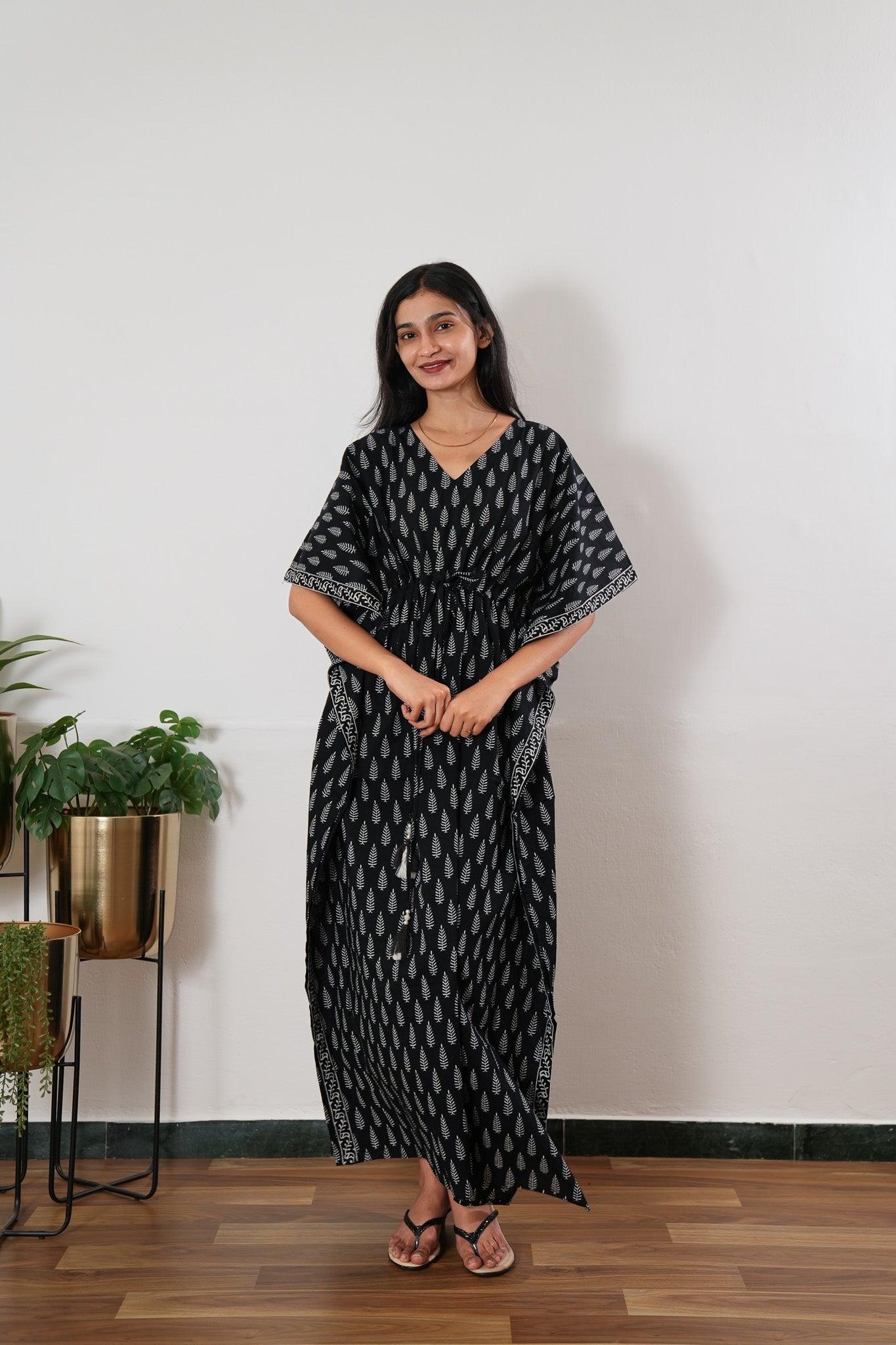 Midnight black cotton kaftan