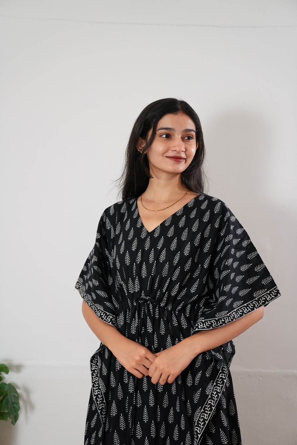 Midnight black cotton kaftan