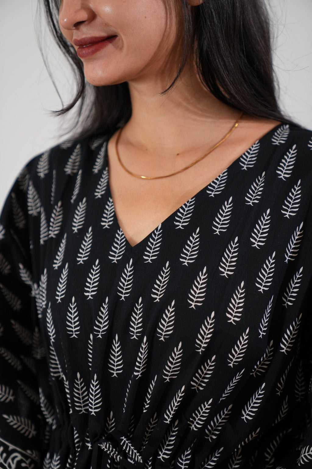 Midnight black cotton kaftan