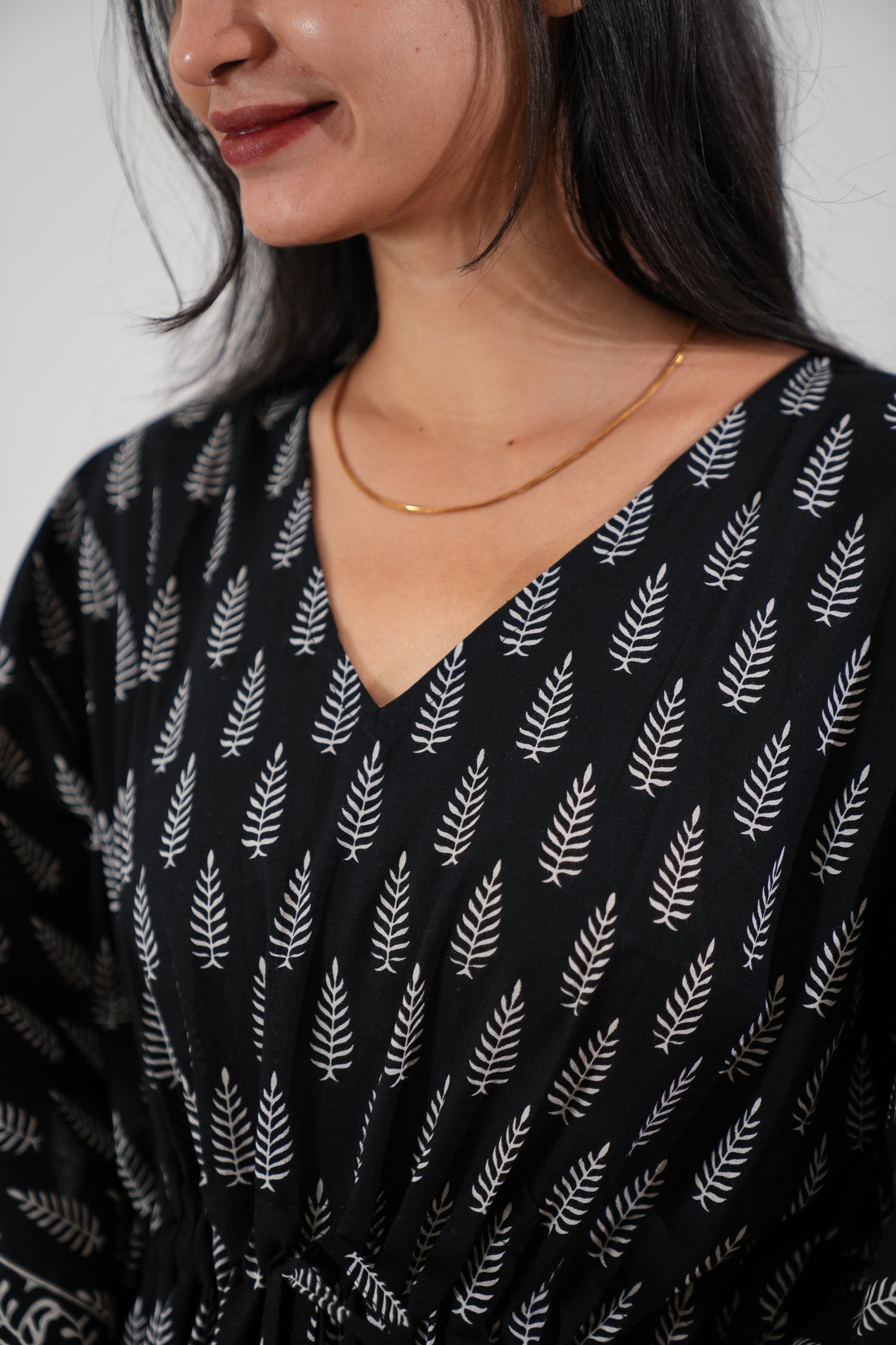 Midnight black cotton kaftan