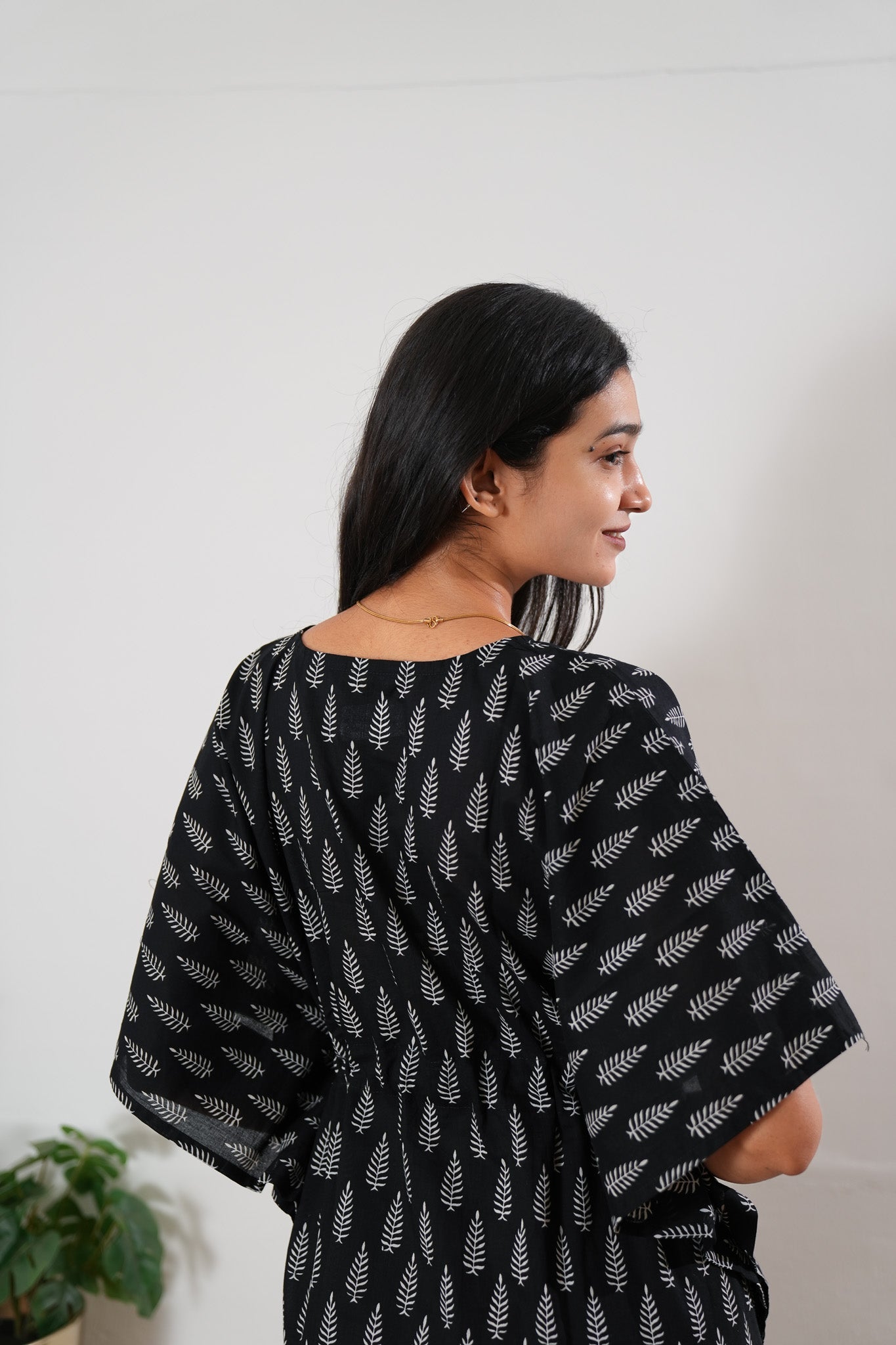 Midnight black cotton kaftan