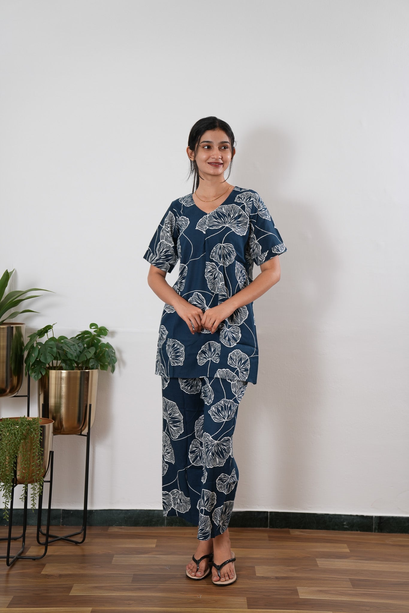 Midnight blue cotton sleep wear