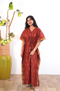 Rust orange geometric cotton kaftan