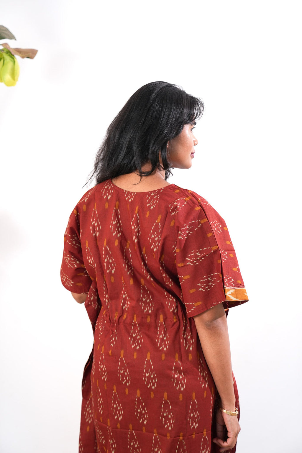 Rust orange geometric cotton kaftan