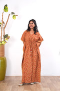 Brick red paisley cotton kaftan
