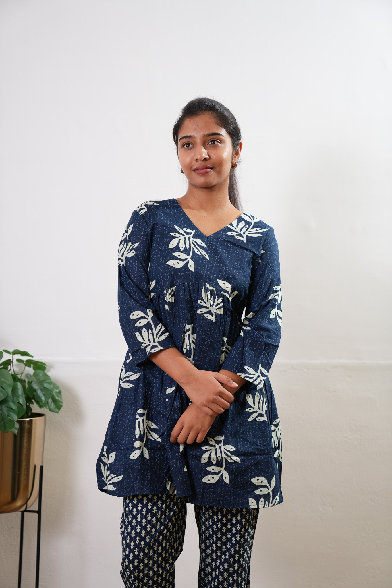 Navy floral cotton comfies
