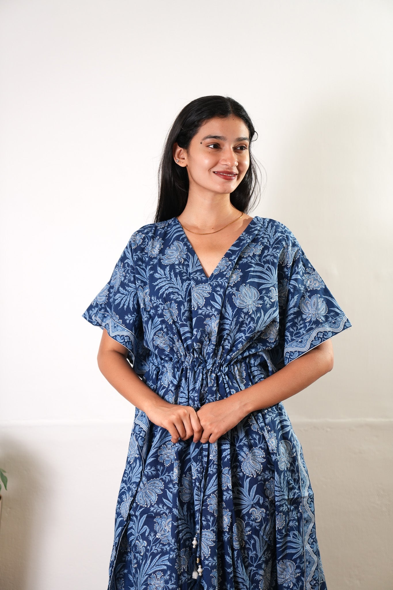 Midnight blue cotton kaftan