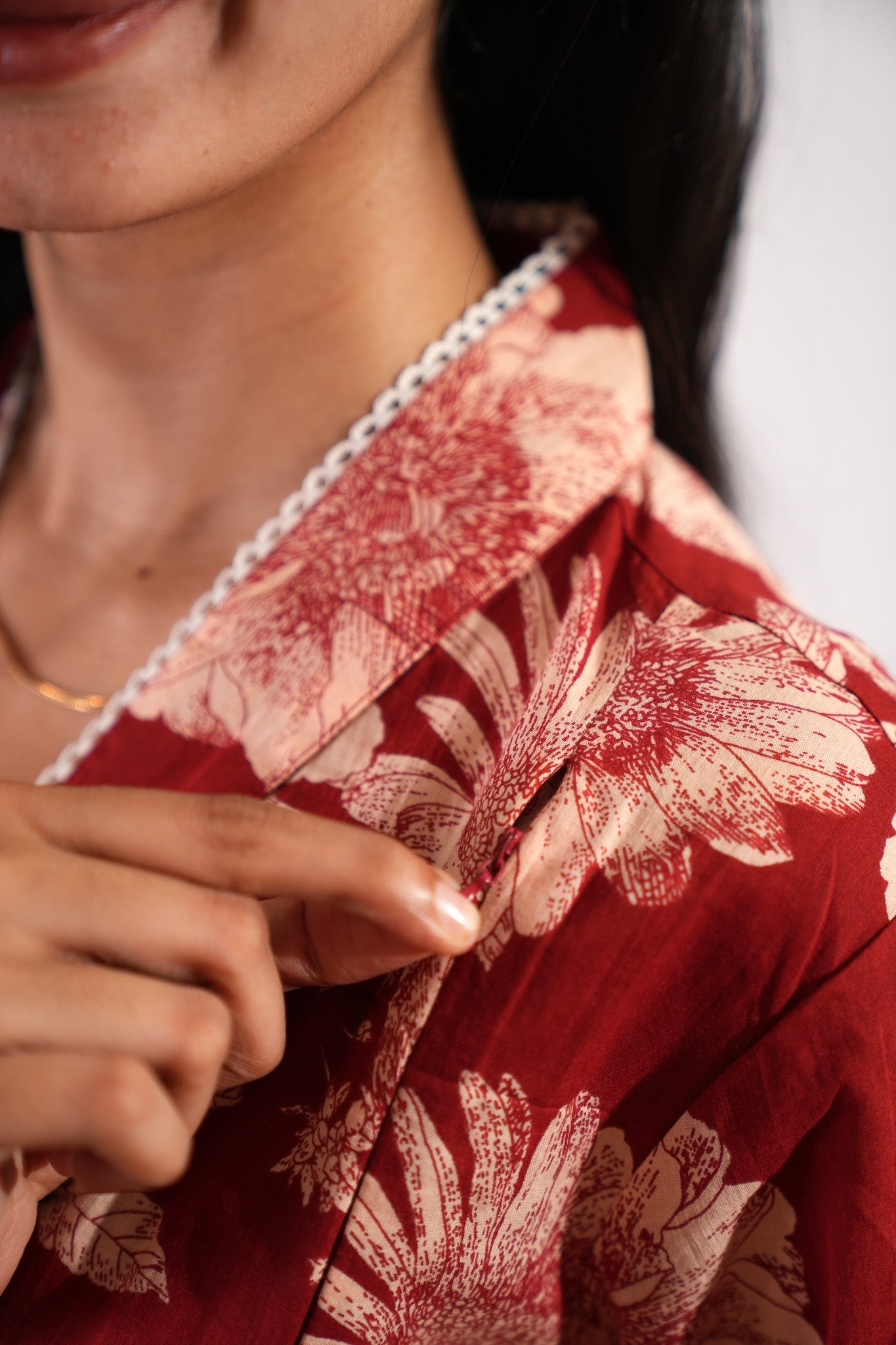 Red v neck maternity nursing cotton co-ords set
