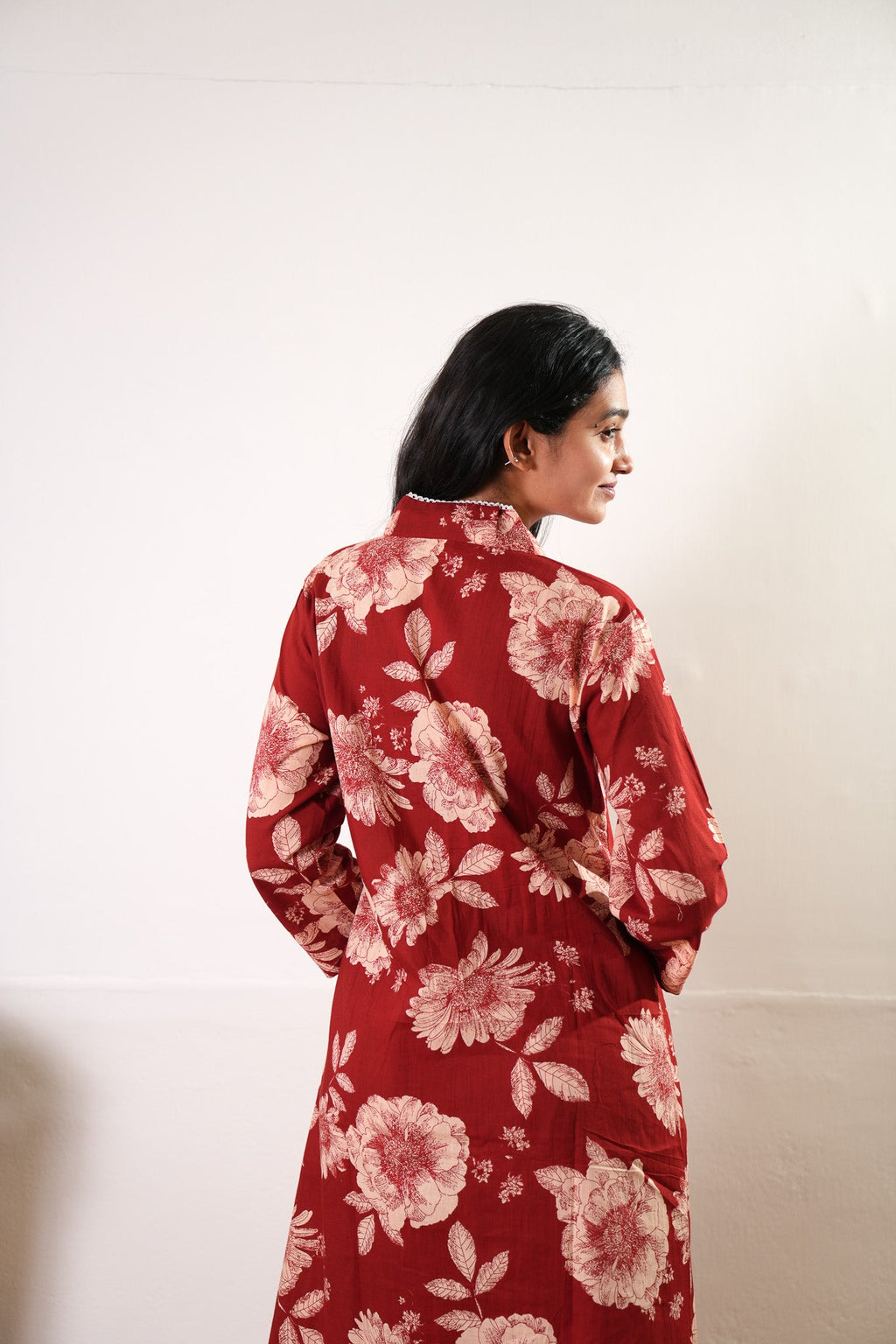 Red v neck maternity nursing cotton co-ords set
