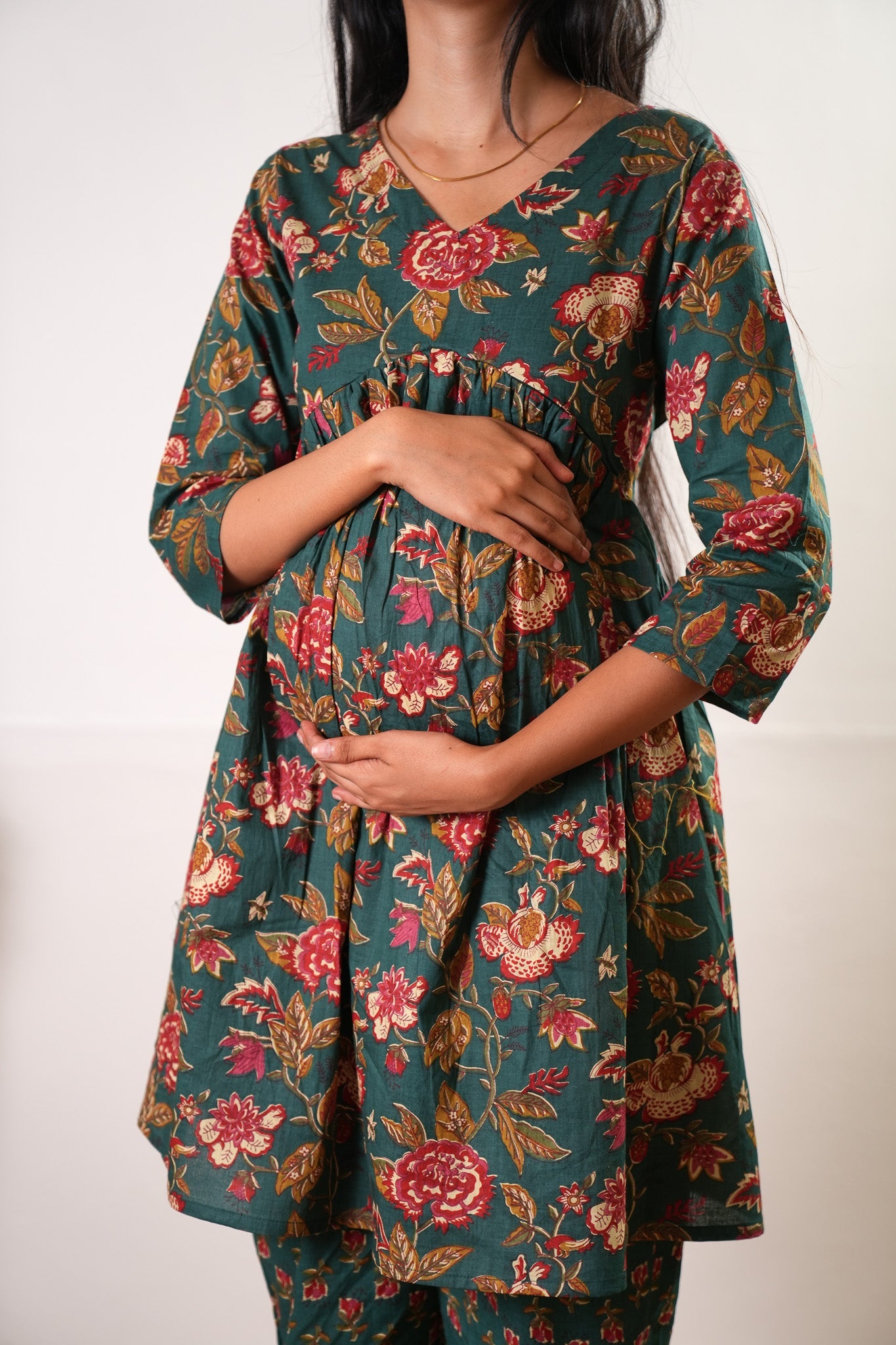 Forest green maternity nursing cotton comfies