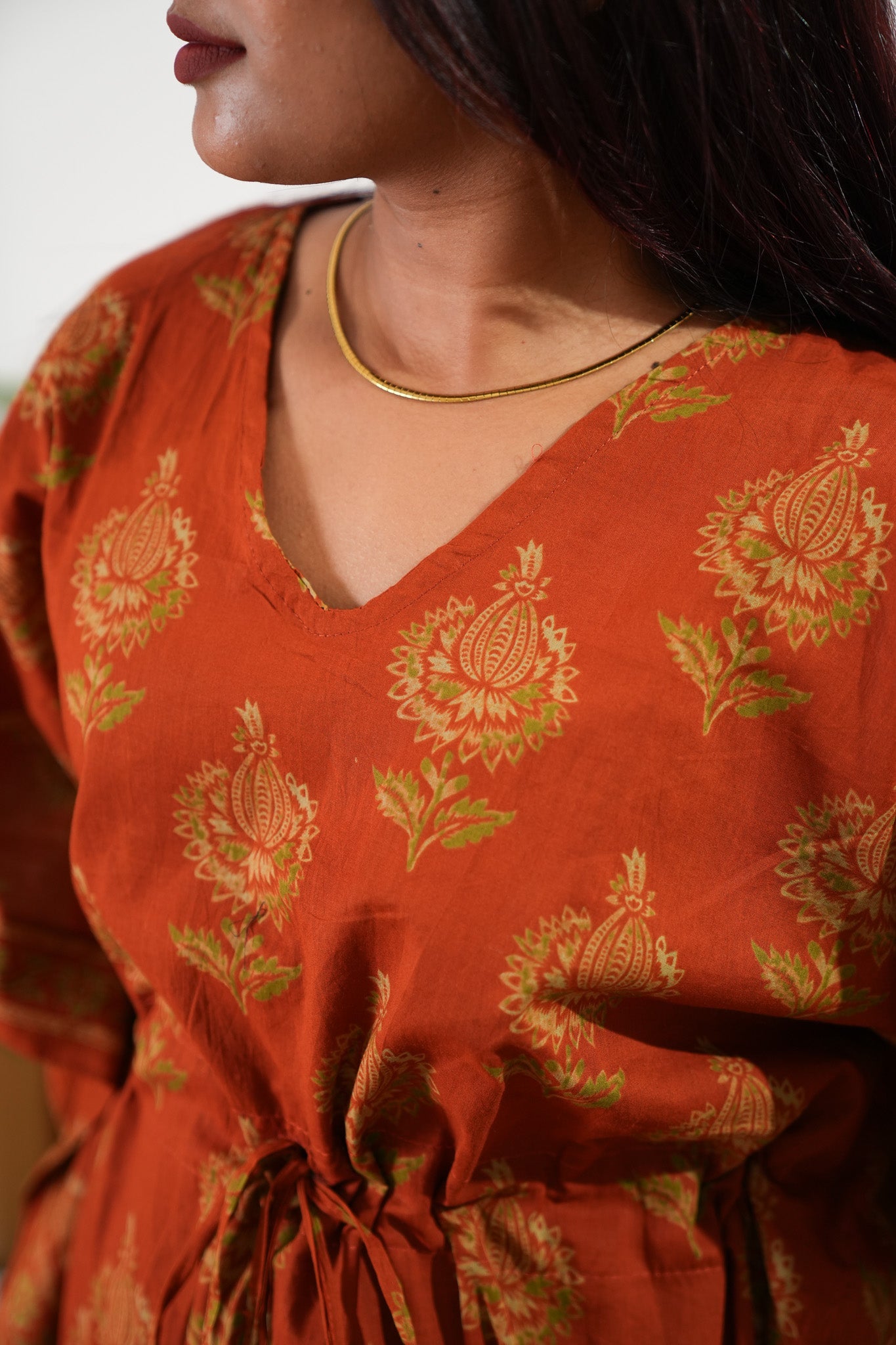 Rust orange pomegranate cotton kaftan