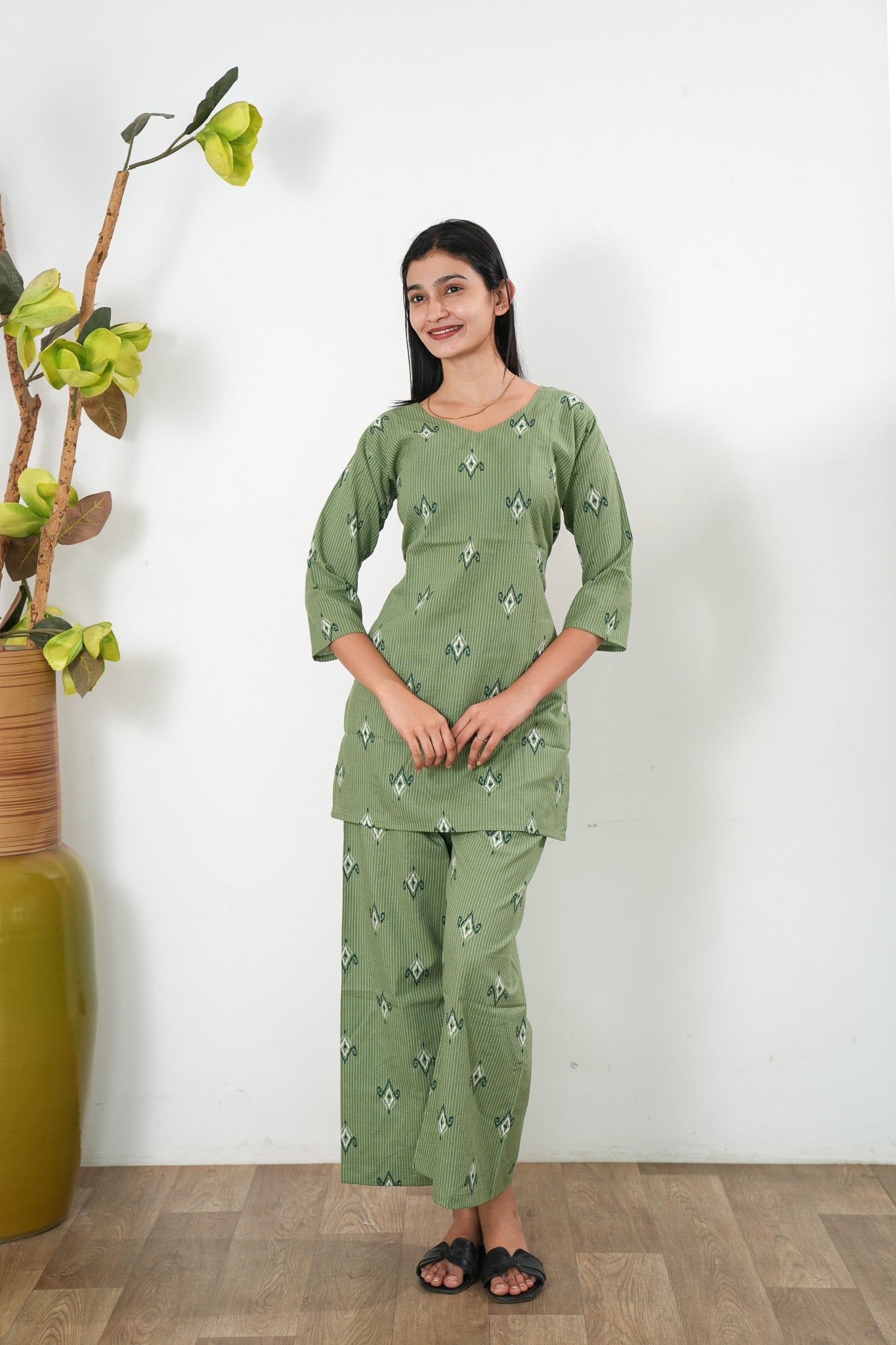 Pista green katha co-ord set