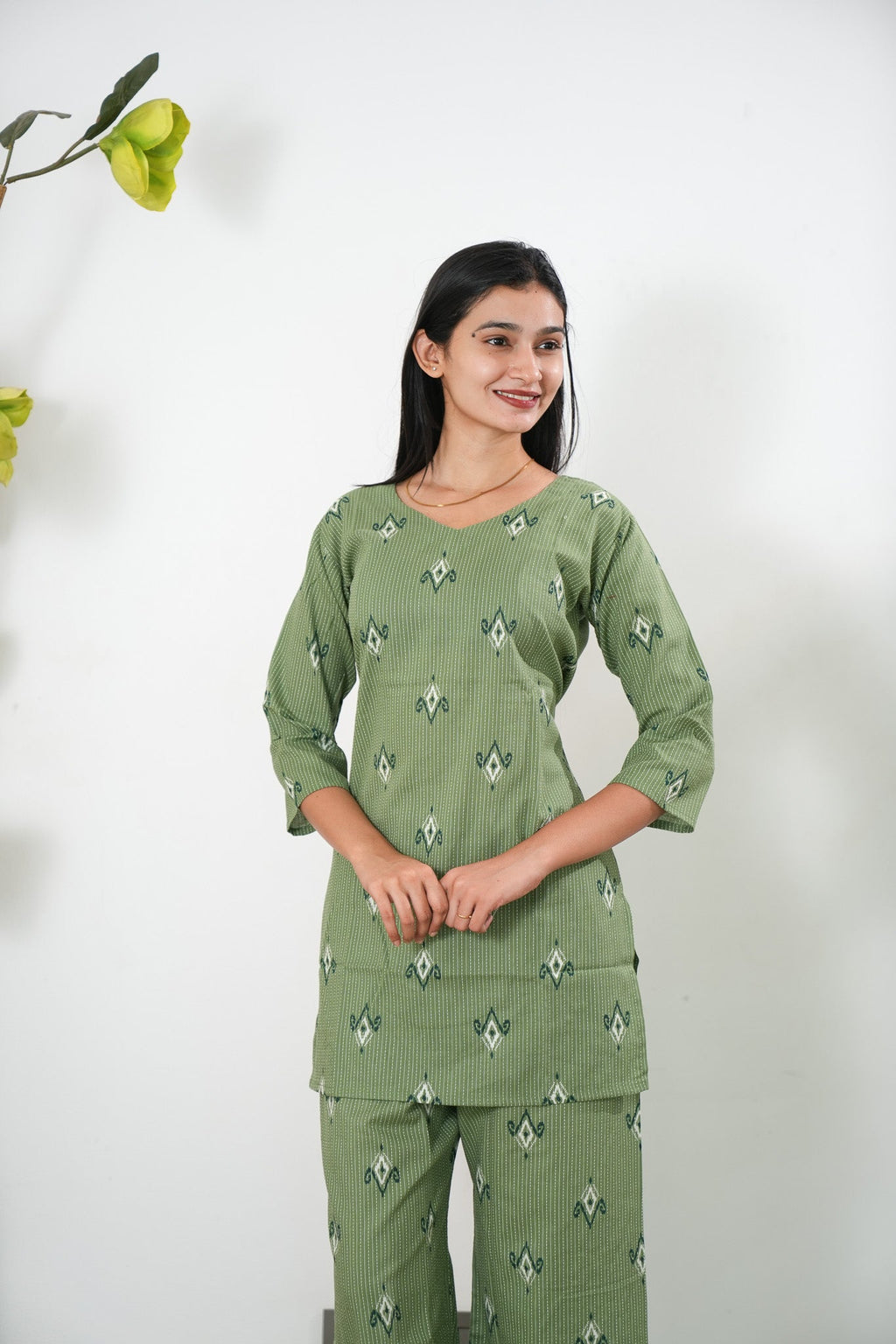 Pista green katha co-ord set